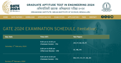 GATE 2024 : Exam Time Table released